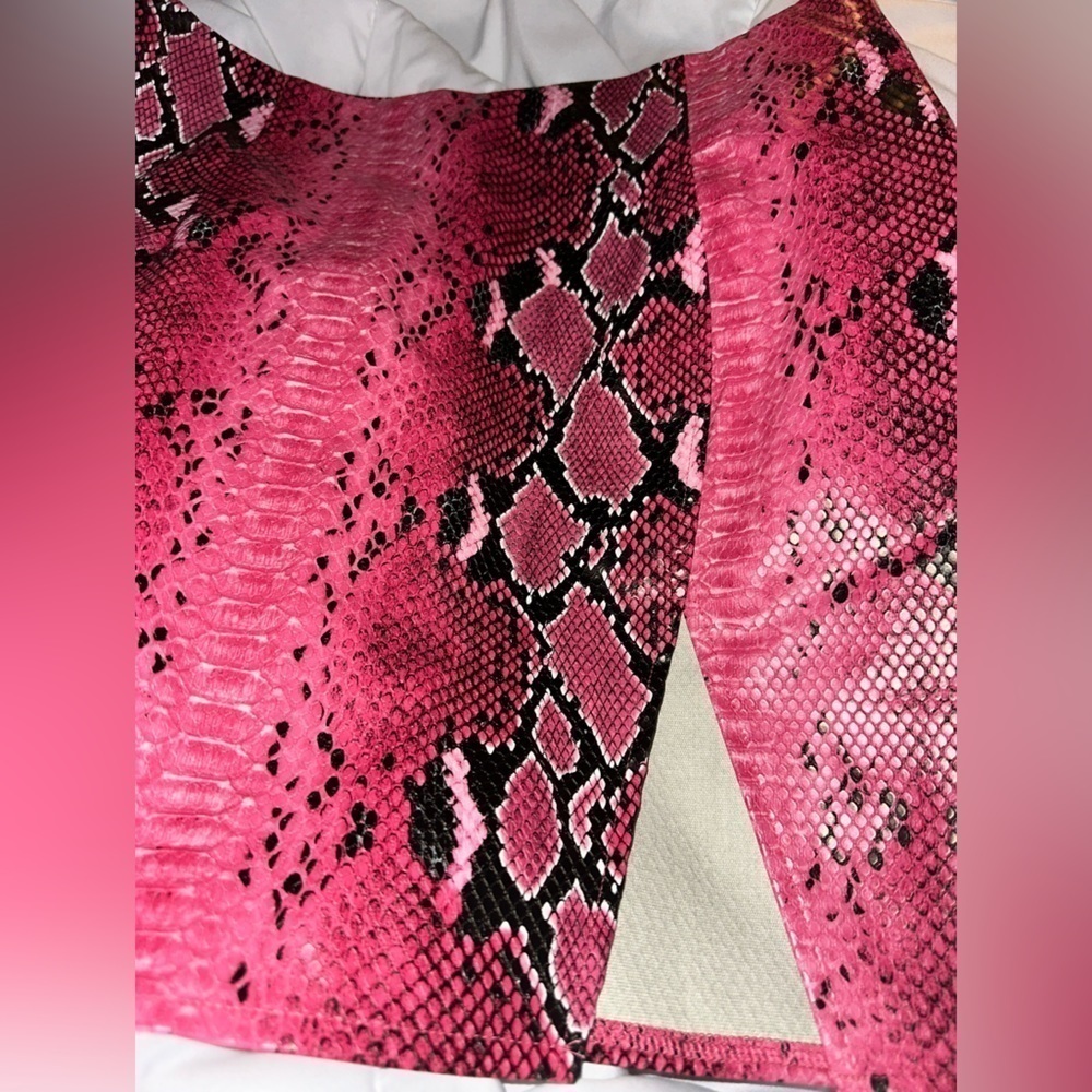 Women's Pink Snake-Print Mini Skirt - Picture 7 of 8
